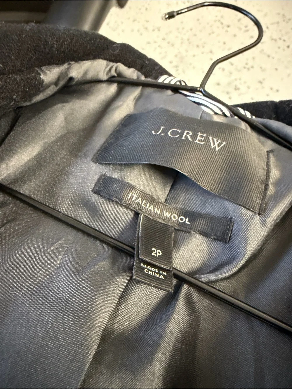J. Crew Black Wool-Blend Peacoat with Faux Fur Hood Trim - Picture 3 of 3